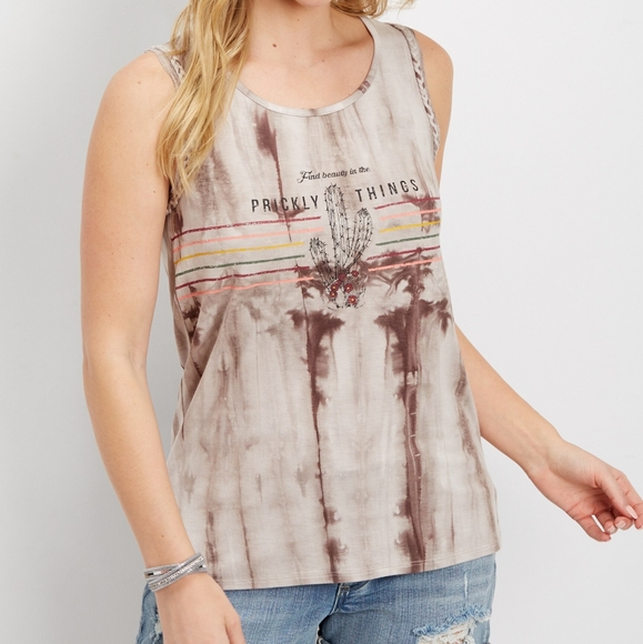 MAURICES XS BROWN TIE DYE WESTERN TANK